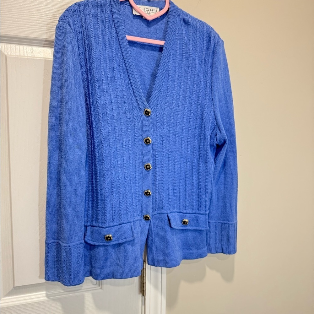 St. John Collection Royal Blue Knit Cardigan size 6